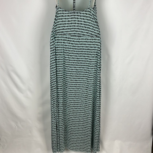 Zara‎ Polka Dot Low Back Lightweight Slip-on Aqua Black Maxi Dress Size S - Picture 7 of 10